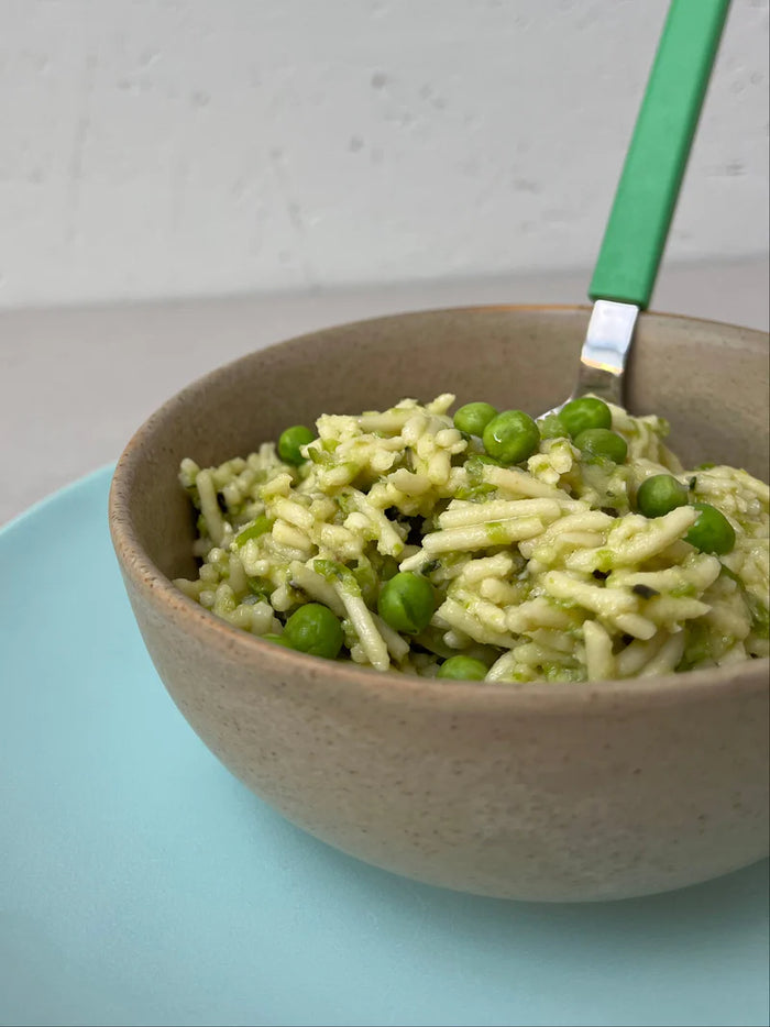 12+ Pasta pesto met geroosterde courgette, beenmerg & citroenzest