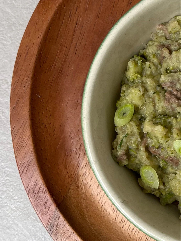 12+ Stoofvlees met appelstroop, tijm & broccoli-stamp